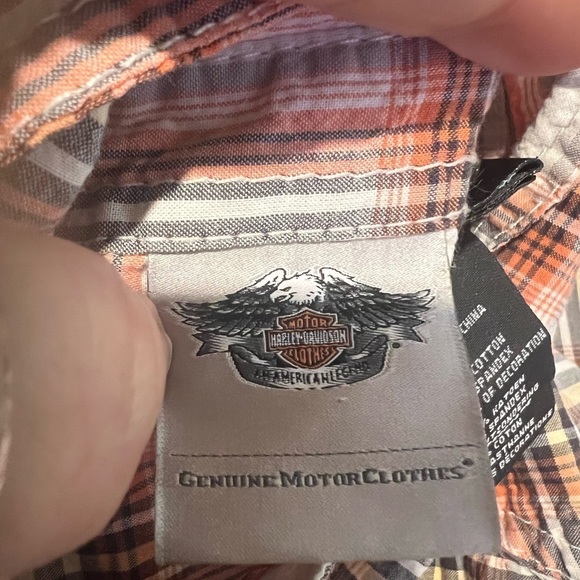 Harley Davidson Plaid Checked Long Sleeve Studded Graphic Shirt Size M Moto - Picture 6 of 12